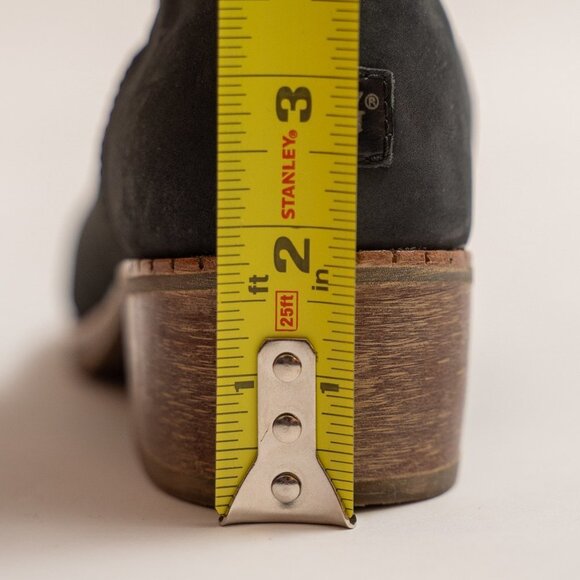 UGG Black Suede Booties With Wooden Stacked Heel - Picture 7 of 8